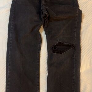 Women’s Black Wedgie Straight Distressed Levi’s Denim Jeans